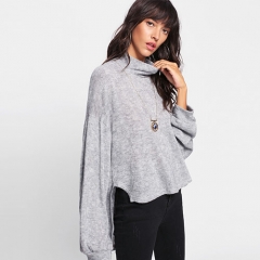 Split Side Dip Hem Bow Back Sweater