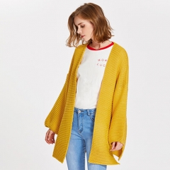 Lantern Sleeve Slit Textured Cardigan