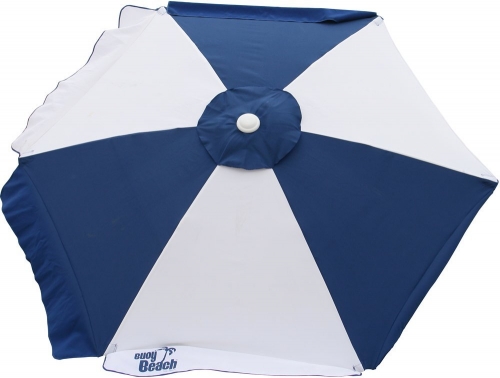 Buoy Beach Round Buoy Surfside Strong/Light Market Umbrella with Stowage Hammocks, Blue/White, Large