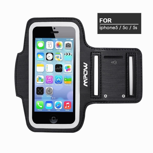 Mpow® Running Sport Sweatproof Armband Case + Key Holder for iPhone 5/5S/5C, iPod Touch 5, with Adjustable size, Safey Design, Suitable for Exercise,