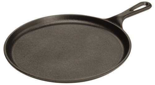 Lodge L9OG3 Pre-Seasoned Cast-Iron Round Griddle, 10.5-inch