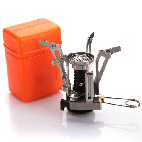 Ultralight Backpacking Canister Camp Stove with Piezo Ignition 3.9oz (silvery Stove and orange box)