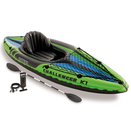 Intex Challenger K1 Kayak, 1-Person Inflatable Kayak Set with Aluminum Oars and High Output Air Pump