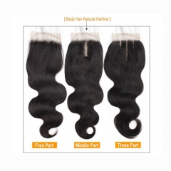 Haar Peruaanse Body Wave Sluiting met Baby Haar 130% dichtheid 4x4 Menselijk Haar Vetersluiting Natuurlijke Kleur Remy Haar sluiting