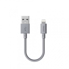 ALUM SHORT USB data cable with 8-pin connector for Apple, MFI