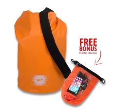 Dry Bag (10L), with Shoulder Strap & Free Bonus Smart Phone Dry Bag By , Marine Grade Thermo Welded PVC Tarpaulin, Waterproof Guaranteed,