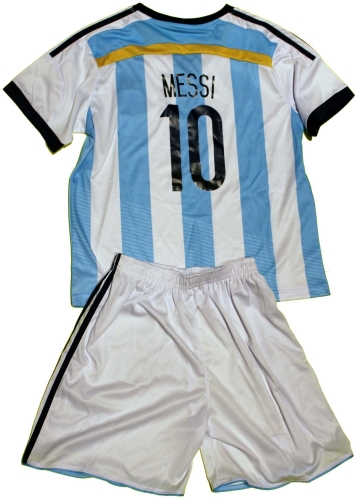 FWC 2014 Argentina Home Messi 10 Futbol Football Soccer Kids Jersey & Short