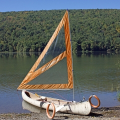 Serenity Upwind Kayak Sail and Canoe Sail System (Orange). Complete with Telescoping Mast, Boom, Outriggers, Lee Boards, All Rigging Included! Compact