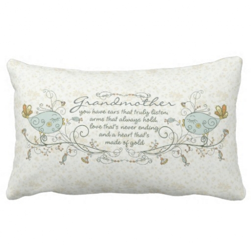 Grandmother Poem with Birds Throw Pillows