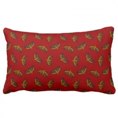 Magical Butterflies on Red Pillow