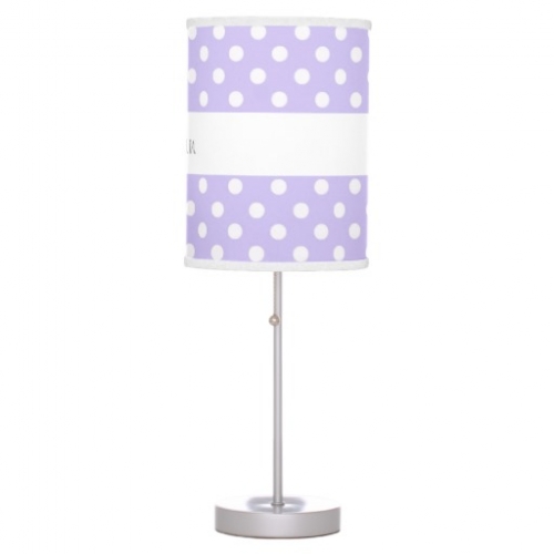 Purple Polka Dots Custom Name V085 Lamp