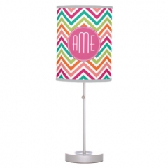 Hot Pink Teal Orange Chevrons Custom Monogram Table Lamps