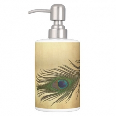 Vintage Look Peacock Feathers Elegant Soap Dispenser