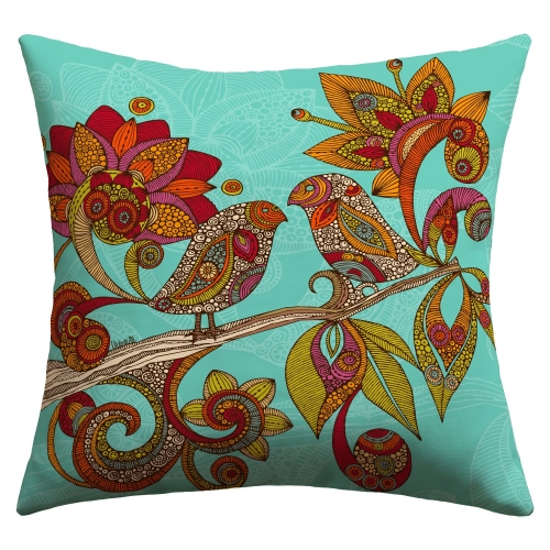 DENY Designs Valentina Ramos Hello Birds Outdoor Throw Pillow, 18 by 18-Inch