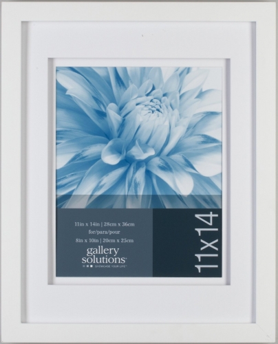 Gallery Solutions White Wood Wall Frame with White Airfloat Mat, 11 by 14 inch matted to 8 by 10 inch