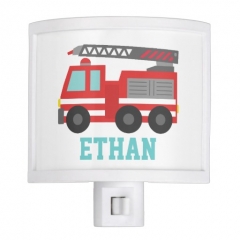 Cute Red Fire Truck for Boys Bedroom Night Light