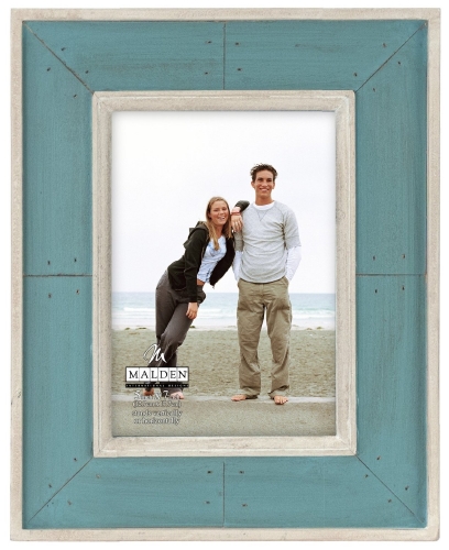 Malden Sun Washed Woods Turquoise Distressed Picture Frame, 5 by 7-Inch