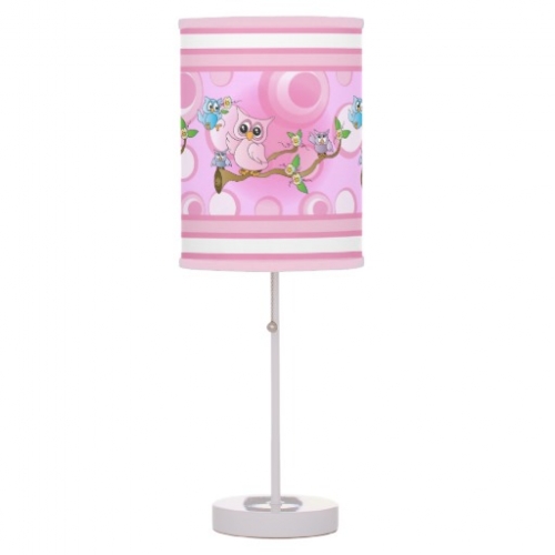 Pink Baby Owl Nursery Theme for Baby Table Lamp