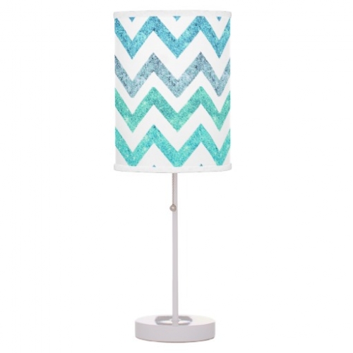 Girly Summer Sea Teal Turquoise Glitter Chevron Lamps