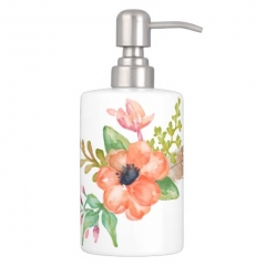 Watercolor Flower Salmon Peach Bath Set