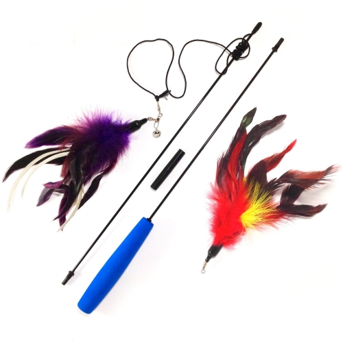 2 Feather Teaser and Exerciser For Cat and Kitten - Cat Toy Interactive Cat Wand