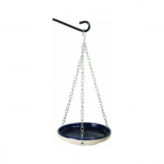 Gardman BA01124 Glazed Ceramic Hanging Bird Bath/Feeder, Tan and Blue, 8