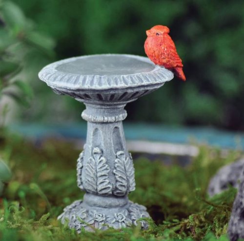 Georgetown Miniature Cardinal Bird Bath Fiddlehead Fairy Accessory