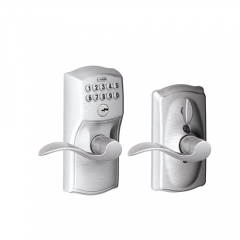 Schlage FE595VCAM619ACC Camelot Keypad Entry with Flex-Lock and Accent Levers, Satin Nickel