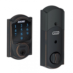 Schlage Z-Wave Connect Camelot Touchscreen Deadbolt with Built-In Alarm, Satin Nickel, BE469 CAM 619, Works with Alexa via SmartThings