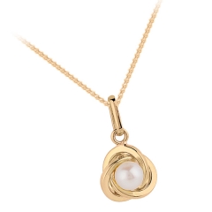 9ct Yellow Gold Pearl set Knot Pendant