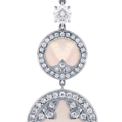 Treasure Empress 18ct White Gold Mother of Pearl and 1.41cttw Diamond Carriage Earrings