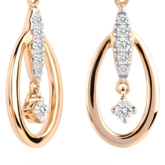 9ct Yellow Gold 0.15 Carat Total Weight Diamond Oval Drop Earrings