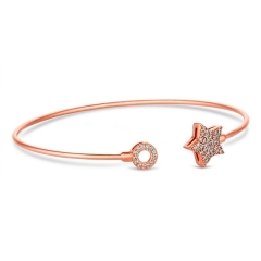 Sterling silver pave star bangle