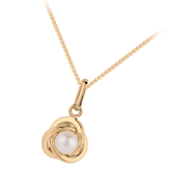 9ct Yellow Gold Pearl set Knot Pendant