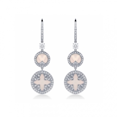 Treasure Empress 18ct White Gold Mother of Pearl and 1.41cttw Diamond Carriage Earrings