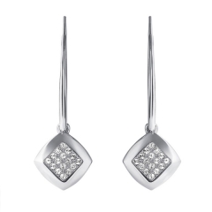 Square pave drop earring created with  crystals