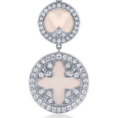 Treasure Empress 18ct White Gold Mother of Pearl and 1.41cttw Diamond Carriage Earrings