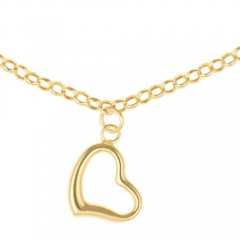 Gift packaged 'Mandisa' 9ct yellow gold heart charm bracelet