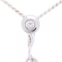 Gift boxed 7.5-8mm freshwater pearl, 9ct white gold and diamond pendant