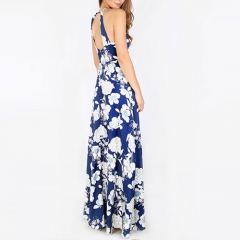 2018 New Halterneck Floral Print Maxi Dress