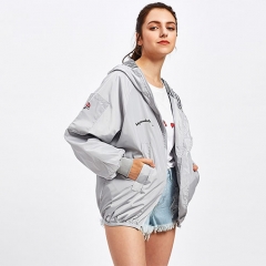 2018 Hot Letter Print Hooded Zip Up Jacket