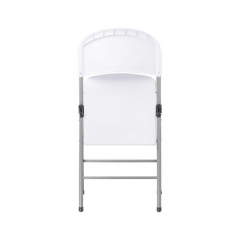 Lancaster Table & Seating White Contoured Blow Molded Folding Chair with Gray Frame