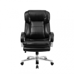 Flash Furniture GO-2078-LEA-GG High-Back Black Leather Intensive-Use Multi-Shift Swivel Office Chair with Headrest and Loop Arms