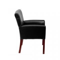 Flash Furniture BT-353-BK-LEA-GG Black Leather Executive Side / Reception Chair with Mahogany Legs