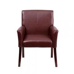 Flash Furniture BT-353-BURG-GG Burgundy Leather Executive Side / Reception Chair with Mahogany Legs