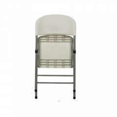 Lancaster Table & Seating Almond Contoured Blow Molded Folding Chair with Charcoal Frame