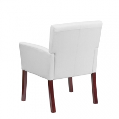 Flash Furniture BT-353-WH-GG White Leather Executive Side / Reception Chair with Mahogany Legs