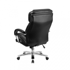 Flash Furniture GO-2078-LEA-GG High-Back Black Leather Intensive-Use Multi-Shift Swivel Office Chair with Headrest and Loop Arms