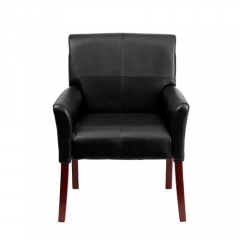 Flash Furniture BT-353-BK-LEA-GG Black Leather Executive Side / Reception Chair with Mahogany Legs