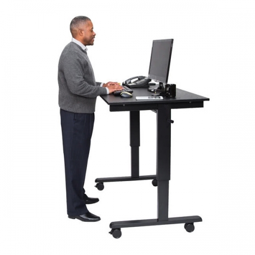 Luxor STANDCF48-BK/BO Adjustable Standing Desk with Black Steel Frame and Black Oak Desktop - 48